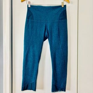 Lululemon Devi Crop Leggings Teal Heather High Rise Mesh Yoga Small No Size Tag